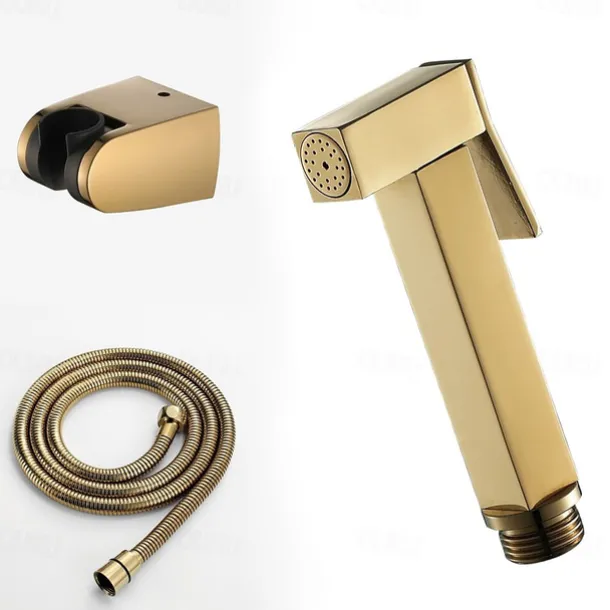 Single Hole Bidet Electroplated Toilet Handheld Bidet Sprayer Self-Cleaning Contemporary