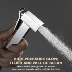 Single Hole Bidet Electroplated Toilet Handheld Bidet Sprayer Self-Cleaning Contemporary