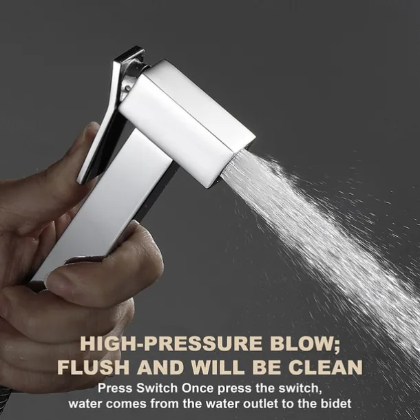 Single Hole Bidet Electroplated Toilet Handheld Bidet Sprayer Self-Cleaning Contemporary
