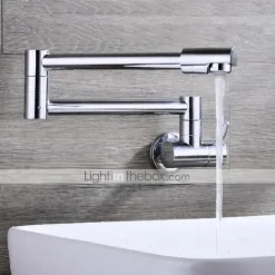 Single Handle Kitchen  Faucet Wall Mounted One Hole Rotatable/Foldable/Centerset, Brass Contemporary Kitchen Faucet Only with Cold Water