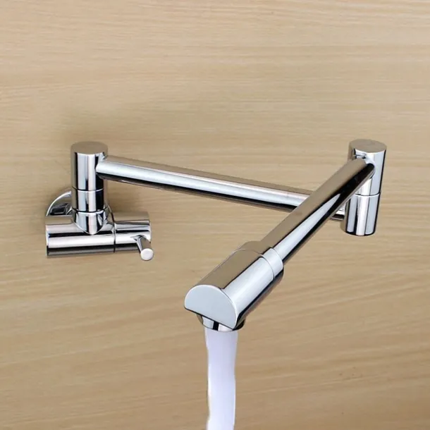 Single Handle Kitchen Faucet Wall Mounted One Hole Rotatable/Foldable/Centerset, Brass Contemporary Kitchen Faucet Only with Cold Water