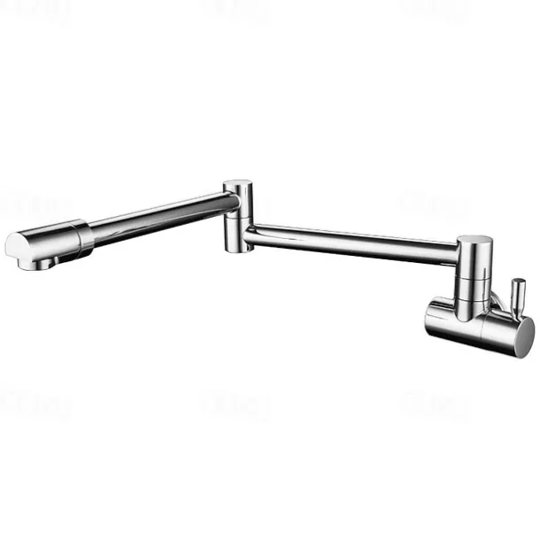 Single Handle Kitchen Faucet Wall Mounted One Hole Rotatable/Foldable/Centerset, Brass Contemporary Kitchen Faucet Only with Cold Water