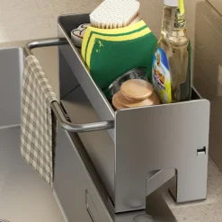 Sink Sponge Holder, Countertop Draining Rack, Freestanding Storage Organizer for Sponges, Dishcloths, and Scrubbers in Bathroom or Kitchen