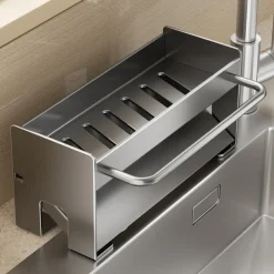 Sink Sponge Holder, Countertop Draining Rack, Freestanding Storage Organizer for Sponges, Dishcloths, and Scrubbers in Bathroom or Kitchen