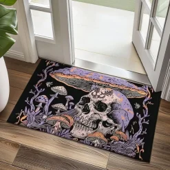 Skull Mushroom Doormat Floor Mats Washable Rugs Kitchen Mat Non-Slip Oil Proof Rug Indoor Outdoor Mat Bedroom Decor Bathroom Mat Entrance Rug