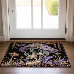 Skull Mushroom Doormat Floor Mats Washable Rugs Kitchen Mat Non-Slip Oil Proof Rug Indoor Outdoor Mat Bedroom Decor Bathroom Mat Entrance Rug