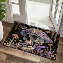 Skull Mushroom Doormat Floor Mats Washable Rugs Kitchen Mat Non-Slip Oil Proof Rug Indoor Outdoor Mat Bedroom Decor Bathroom Mat Entrance Rug