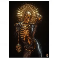 Skull Statue Wall Art Canvas Prints Painting Artwork Picture Nordic Sculpture Modern Home Decoration Décor Rolled Canvas No Frame Unframed Unstretched