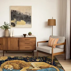 Sleeping Lion Area Rug Kitchen Mat Non-Slip Oil Proof Floor Mat Livingroom Rug Indoor Outdoor Mat Bedroom Decor Bathroom Mat Entrance Rug Door Mat