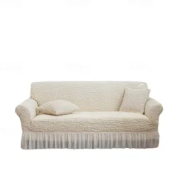 Slipcover Couch Cover with Skirt, High Elastic Durable Sofa Slipcovers Luxurious Machine Washable Furniture Protector