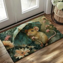 Small Rat Umbrella Doormat Floor Mats Washable Rugs Kitchen Mat Non-Slip Oil Proof Rug Indoor Outdoor Mat Bedroom Decor Bathroom Mat Entrance Rug