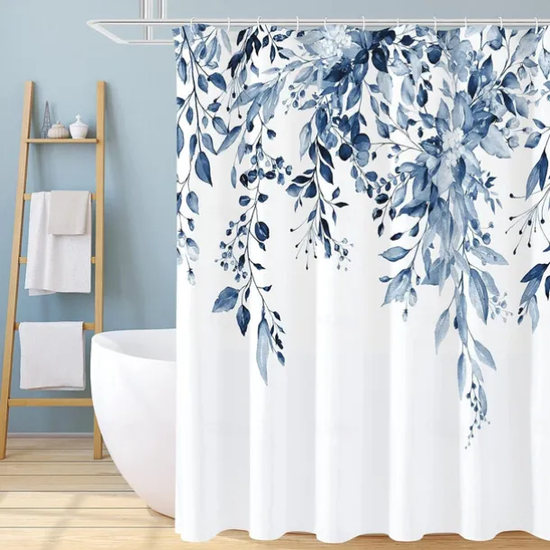 Small Stall Vintage Floral Shower Curtain Waterproof Fabric Botancial Flower Plant Shower Curtains for Bathroom