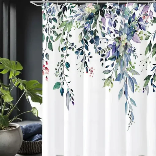 Small Stall Vintage Floral Shower Curtain Waterproof Fabric Botancial Flower Plant Shower Curtains for Bathroom
