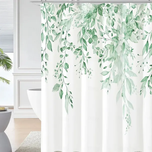 Small Stall Vintage Floral Shower Curtain Waterproof Fabric Botancial Flower Plant Shower Curtains for Bathroom