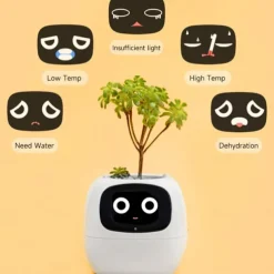 Smart Flowerpots,Smart Pet Planter,Ai Planter,Intelligent Flowerpots,Multiple Expressions,7 Smart Sensors, and Ai Chips Make Raising Plants Easy and Fun for Living Room,Plant-Free