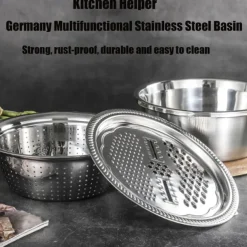 Smartdwel Basin, Germany Multifunctional Stainless Steel Basin, Smartdwel Multifunctional Stainless Steel Basin, 3 in 1 Stainless Steel Shredding & Drainage Chopping Basin