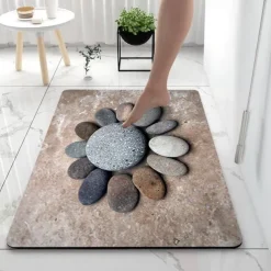 Smooth Stone Diatomaceous Earth Bath Mat Non-slip Super Absorbent Bathroom Rug Door Mat New Design
