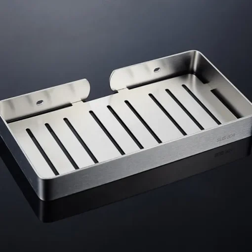 Soap Dishes Holders Hollow Modern Stainless Steel Bathroom Single Shelf Wall Mounted Silvery 1pc