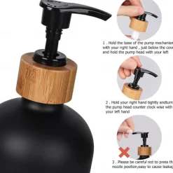 Soap Dispenser Set with Tray by Brighter Barns for Bathroom/Kitchen Hand and Dish Soap Dispenser for Bathroom Kitchen Sink Bamboo- Farmhouse Soap Dispenser(500ml*2)