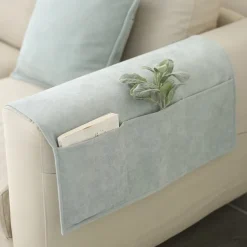Sofa Armrest Cover Solid Color Extended Non slip Storage Cover Thick Chenille Sofa Armrest Cover