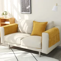 Sofa Armrest Cover Solid Color Extended Non slip Storage Cover Thick Chenille Sofa Armrest Cover