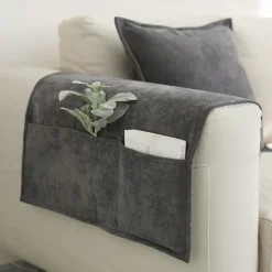 Sofa Armrest Cover Solid Color Extended Non slip Storage Cover Thick Chenille Sofa Armrest Cover