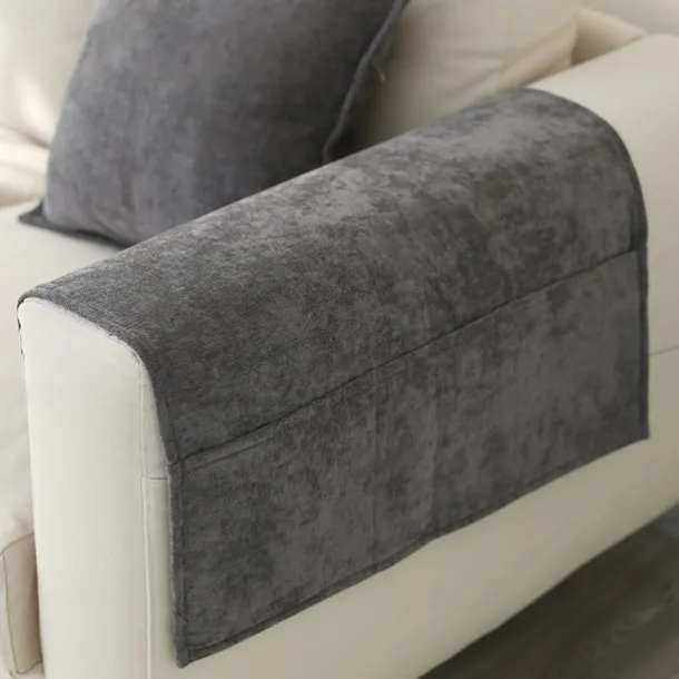 Sofa Armrest Cover Solid Color Extended Non slip Storage Cover Thick Chenille Sofa Armrest Cover