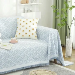 Sofa Couch Cover Cotton Sofa Slipcovers Sofa Towel Blanket Sofa Throws Covers for Cushion Couch, Couch Cover for Dogs Furniture Protector Cover with Tassel