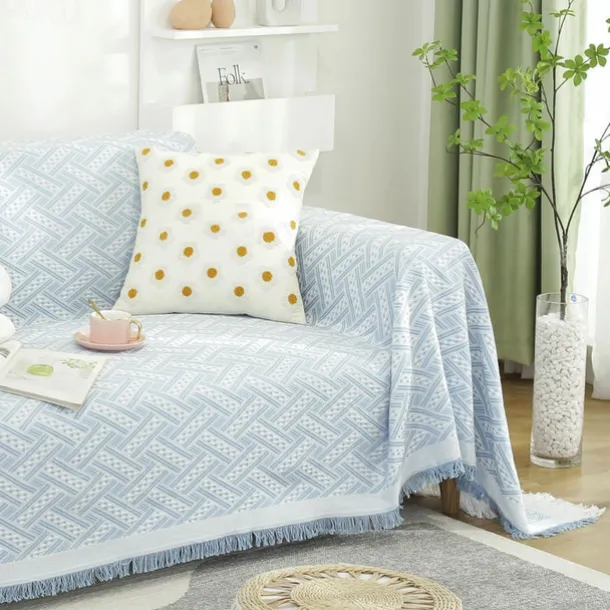 Sofa Couch Cover Cotton Sofa Slipcovers Sofa Towel Blanket Sofa Throws Covers for Cushion Couch, Couch Cover for Dogs Furniture Protector Cover with Tassel