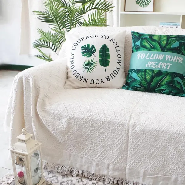 Sofa Cover Boho Sofa Blanket Throw Towel for Sectional Couch Armchair Loveseat 4 or 4 or 3 Seater L Shape Anti-Scratch Cat Washable