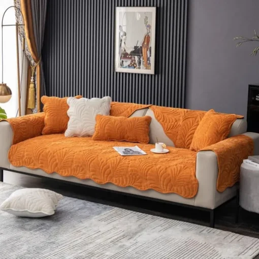 Sofa Cover for Dogs Pet, Burnt Orange Couch Cushion Cover Sectional Sofa Towel Slipcover, Anti Scratch Furniture Protector for Love Seat, Arm Chair(Not Sold By A Set)