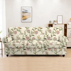 Sofa Cover Plants Yarn Dyed Polyester Slipcovers - Stylish Botanical Design - Soft and Durable Polyester Fabric - Protects and Revitalizes Your Sofa