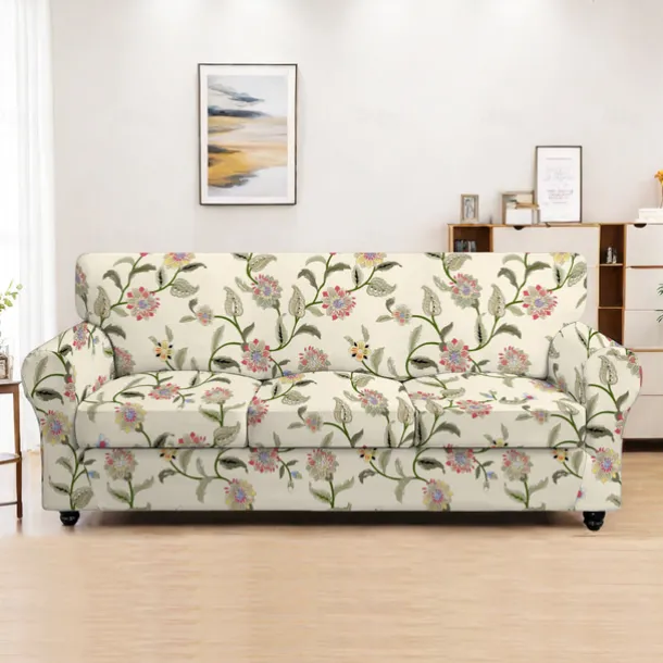 Sofa Cover Plants Yarn Dyed Polyester Slipcovers - Stylish Botanical Design - Soft and Durable Polyester Fabric - Protects and Revitalizes Your Sofa