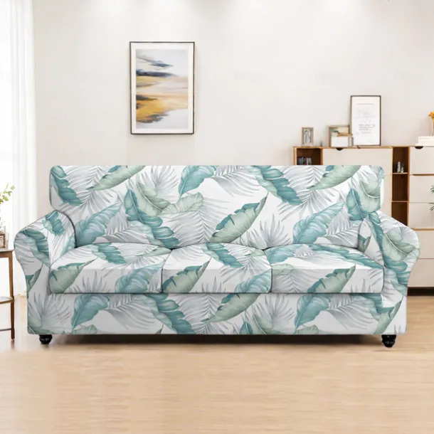 Sofa Cover Plants Yarn Dyed Polyester Slipcovers - Stylish Botanical Design - Soft and Durable Polyester Fabric - Protects and Revitalizes Your Sofa