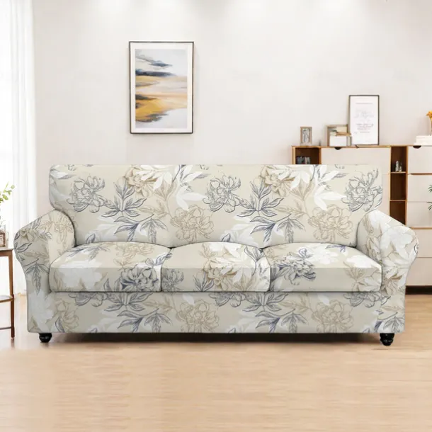Sofa Cover Plants Yarn Dyed Polyester Slipcovers - Stylish Botanical Design - Soft and Durable Polyester Fabric - Protects and Revitalizes Your Sofa