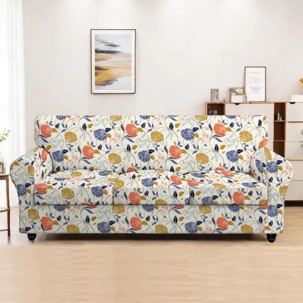 Sofa Cover Plants Yarn Dyed Polyester Slipcovers - Elegant Botanical Pattern - Soft and Durable Yarn Dyed Polyester - Protects and Revitalizes Your Sofa