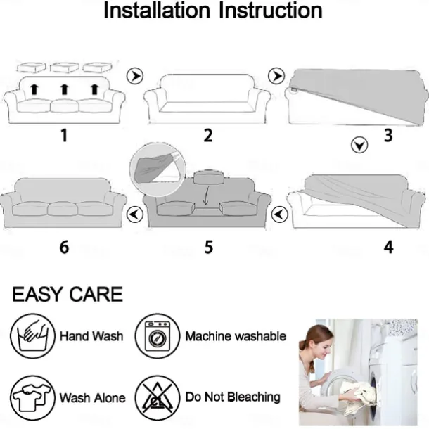 Sofa Cover Plants Yarn Dyed Polyester Slipcovers - Elegant Botanical Pattern - Soft and Durable Yarn Dyed Polyester - Protects and Revitalizes Your Sofa
