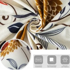 Sofa Cover Plants Yarn Dyed Polyester Slipcovers - Elegant Botanical Pattern - Soft and Durable Yarn Dyed Polyester - Protects and Revitalizes Your Sofa