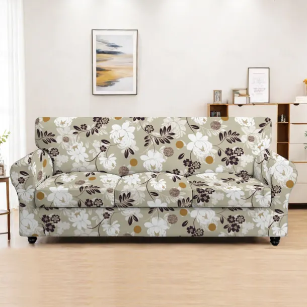 Sofa Cover Plants Yarn Dyed Polyester Slipcovers - Elegant Botanical Pattern - Soft and Durable Yarn Dyed Polyester - Protects and Revitalizes Your Sofa
