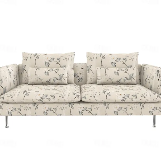 Sofa Covers 100% Cotton Floral Quilted Slipcovers 3-Seat with Armrests SODERcover LITB PRIME cover