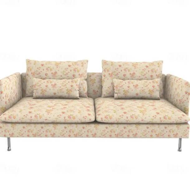 Sofa Covers 100% Cotton Floral Quilted Slipcovers 3-Seat with Armrests SODERcover LITB PRIME cover