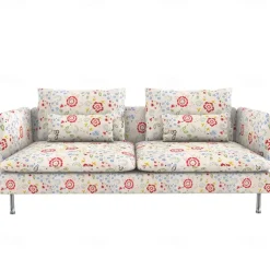 Sofa Covers 100% Cotton Floral Quilted Slipcovers 3-Seat with Armrests SODERcover LITB PRIME cover
