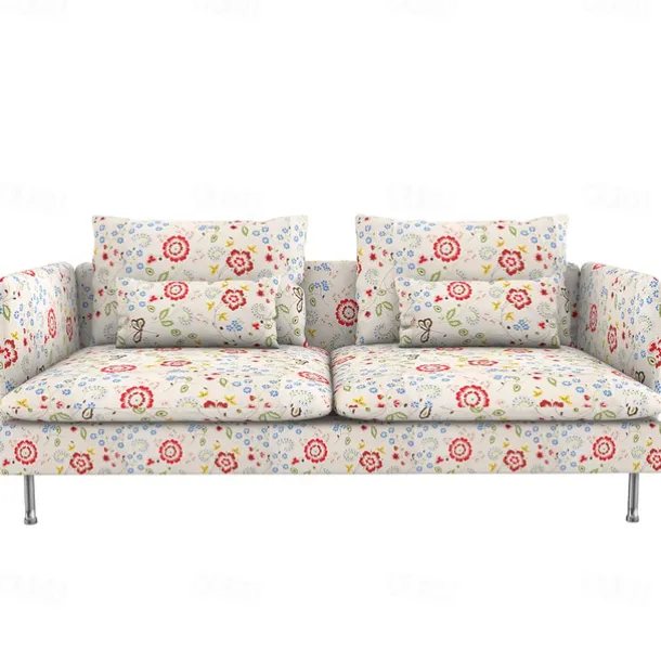 Sofa Covers 100% Cotton Floral Quilted Slipcovers 3-Seat with Armrests SODERcover LITB PRIME cover