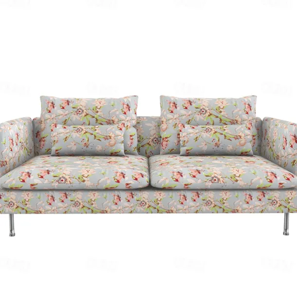 Sofa Covers 100% Cotton Floral Quilted Slipcovers 3-Seat with Armrests SODERcover LITB PRIME cover