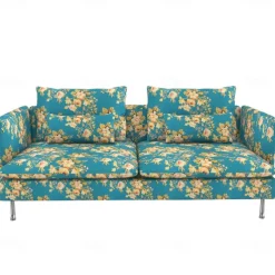 Sofa Covers 100% Cotton Floral Quilted Slipcovers 3-Seat with Armrests SODERcover LITB PRIME cover