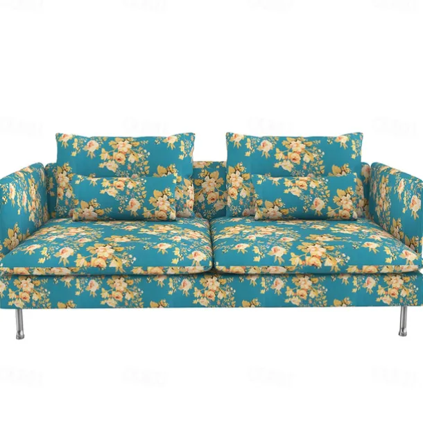 Sofa Covers 100% Cotton Floral Quilted Slipcovers 3-Seat with Armrests SODERcover LITB PRIME cover