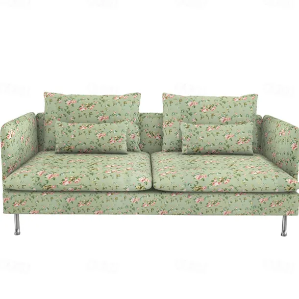 Sofa Covers 100% Cotton Floral Quilted Slipcovers 3-Seat with Armrests SODERcover LITB PRIME cover