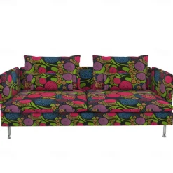 Sofa Covers 100% Cotton Floral Quilted Slipcovers 3-Seat with Armrests SODERcover LITB PRIME cover