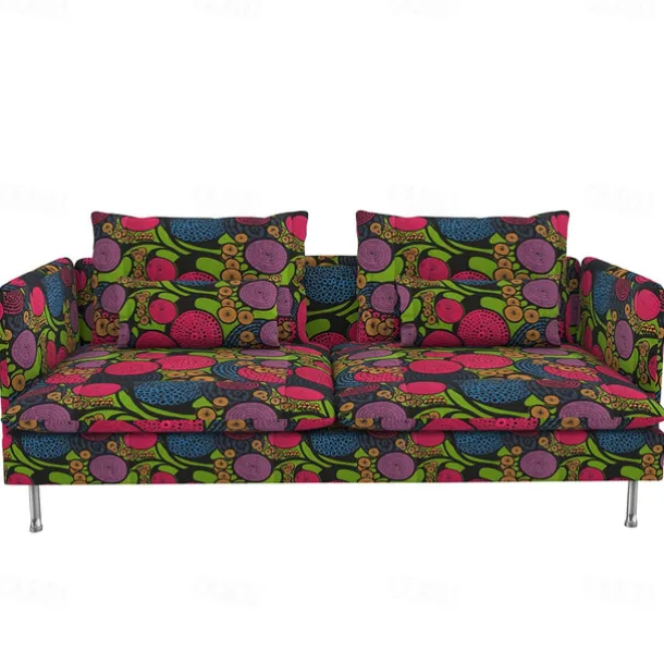 Sofa Covers 100% Cotton Floral Quilted Slipcovers 3-Seat with Armrests SODERcover LITB PRIME cover