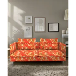 Sofa Covers 100% Cotton Floral Quilted Slipcovers 3-Seat with Armrests SODERcover LITB PRIME cover